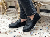 کفش کالج مجلسی چرم صنعتی مردانه مشکی طبی (در سایت بالنسیاگا نیوبالانس اسکیچرز هوکا)
